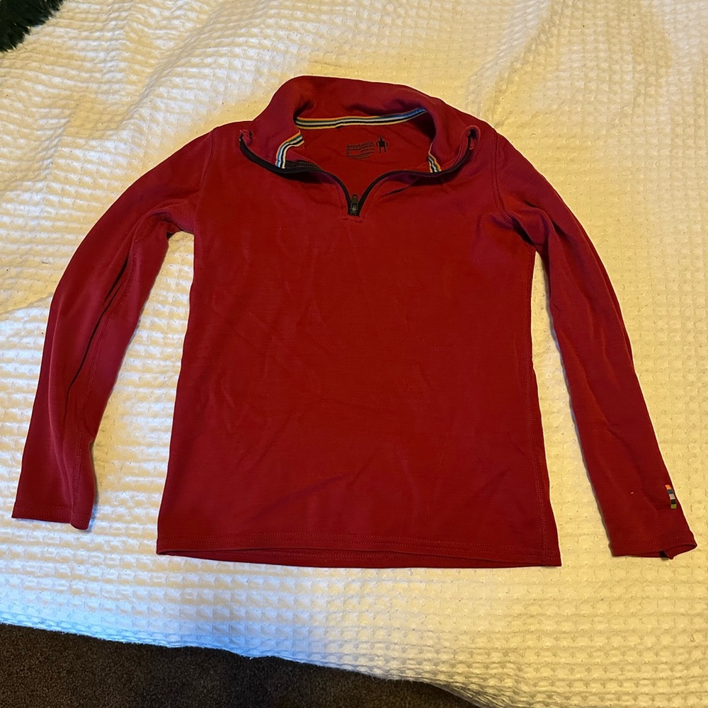 Smartwool Youth Vibrant Red 1/4 Zip-Up Sweater-Small